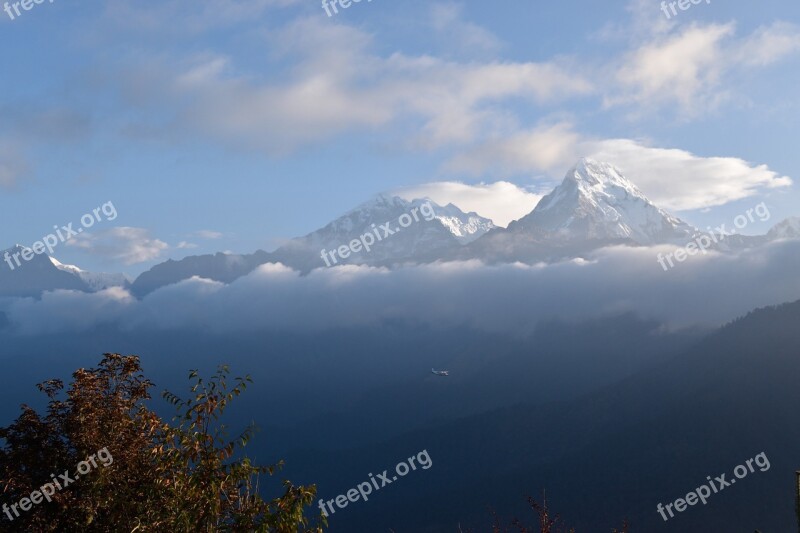 Nepal Annapurna Mountains Nature Landscape