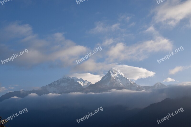 Nepal Annapurna Mountains Nature Landscape