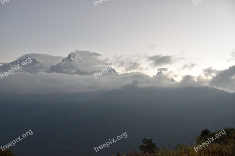 Nepal Annapurna Mountains Nature Landscape