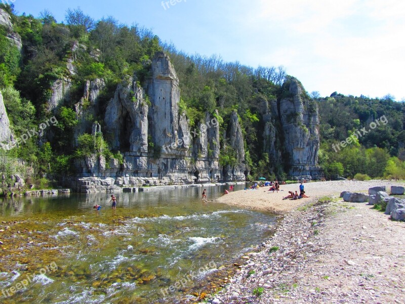 Ardèche River Landscape Ardeche Gorge Green