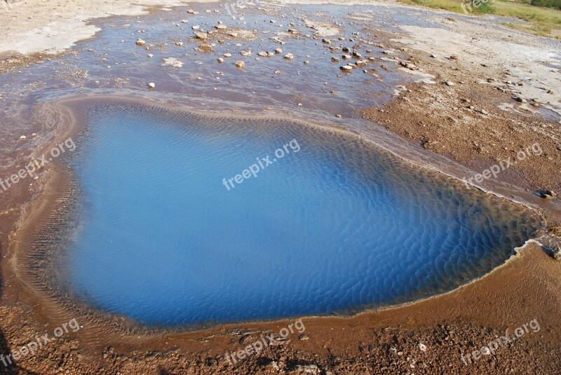 Iceland Geyser Blue Water Hot Spring