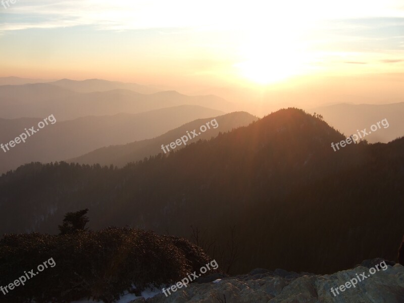 Mountains Sunset Landscape Peak Evening