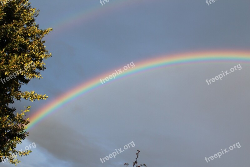 Rainbow Double Double Rainbow Natural Phenomenon Sky