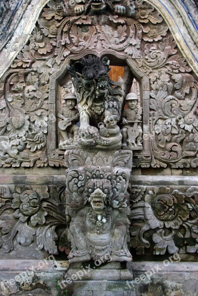 Indonesia Bali Temple Pediment Bas-relief