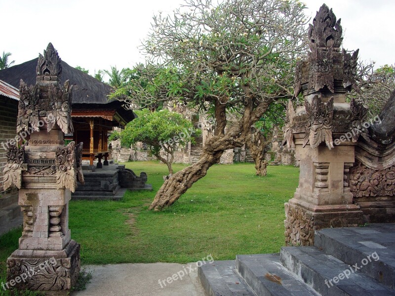 Indonesia Bali Temple Courtyard Buddhist