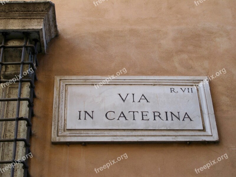 Rome Street Sign Italy City Italian