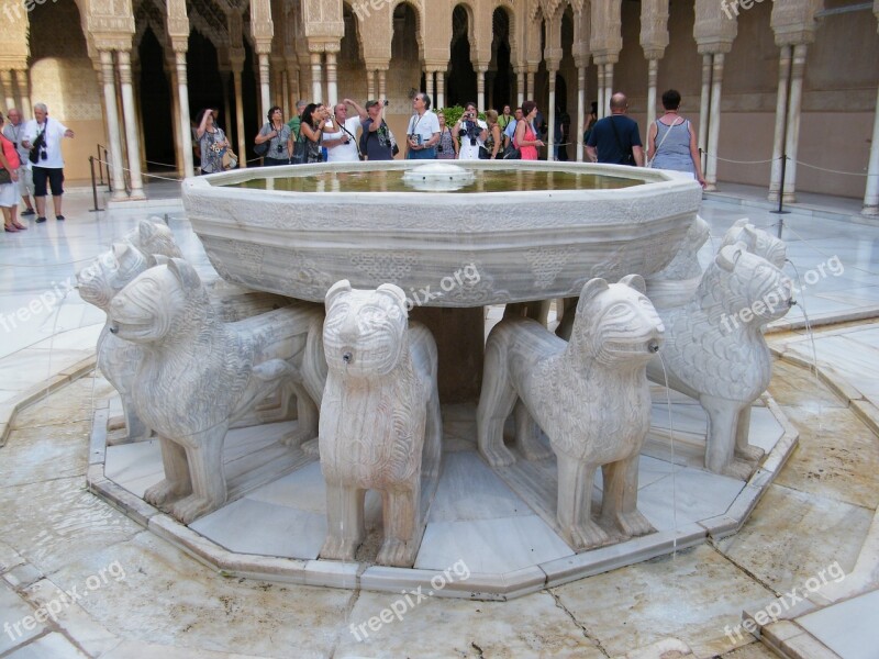 Source Lions Alhambra Fortress Unesco World Heritage