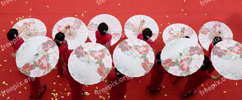 Umbrella Jiangnan Dance Red And White Umbrella Free Photos