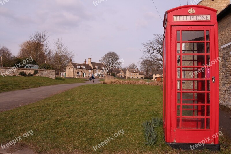 Public Phone Village Pond Red Green Rural