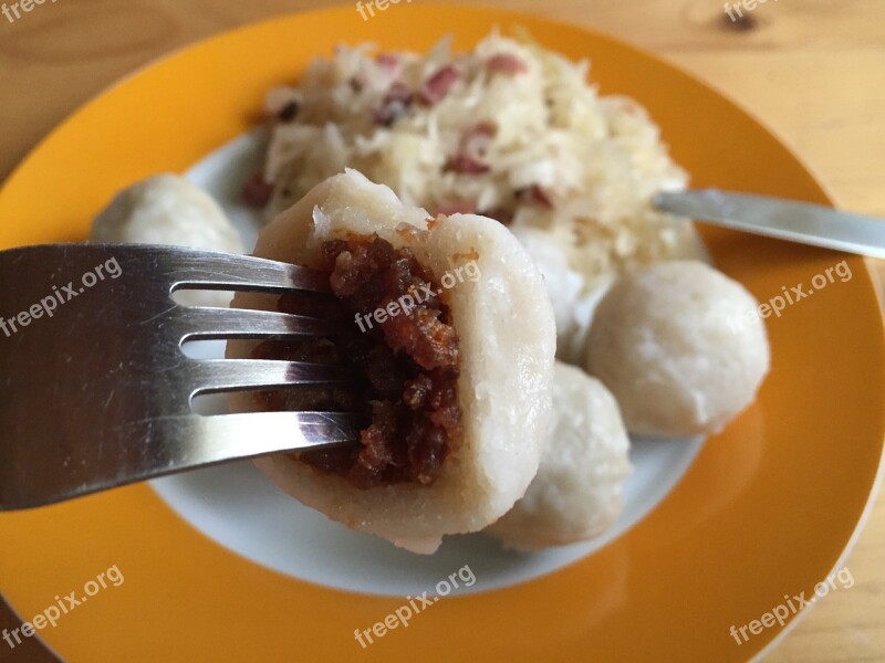 Detail Close Grammel Dumplings Dumpling Sauerkraut