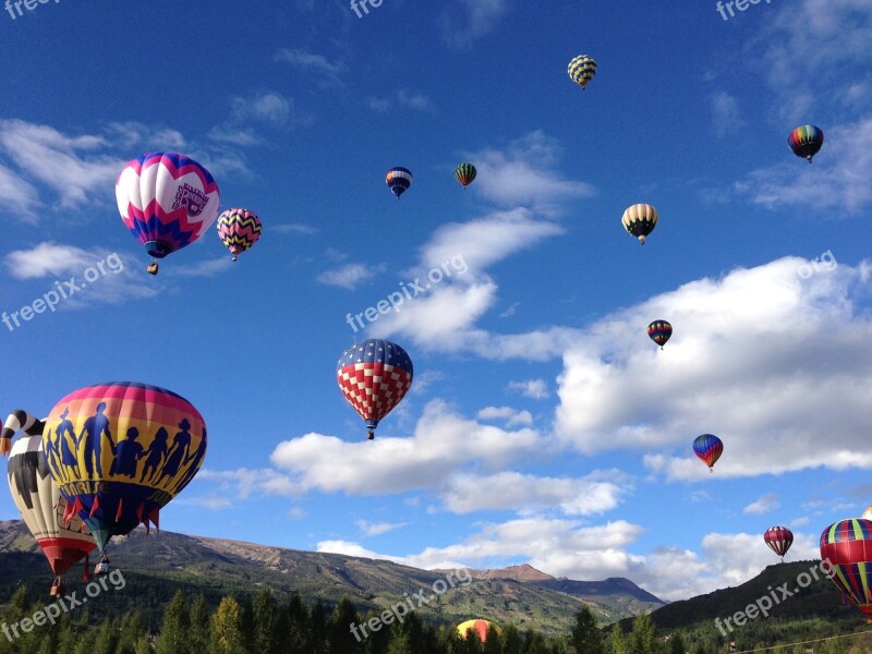 Balloons Festival Mountains Sky Air