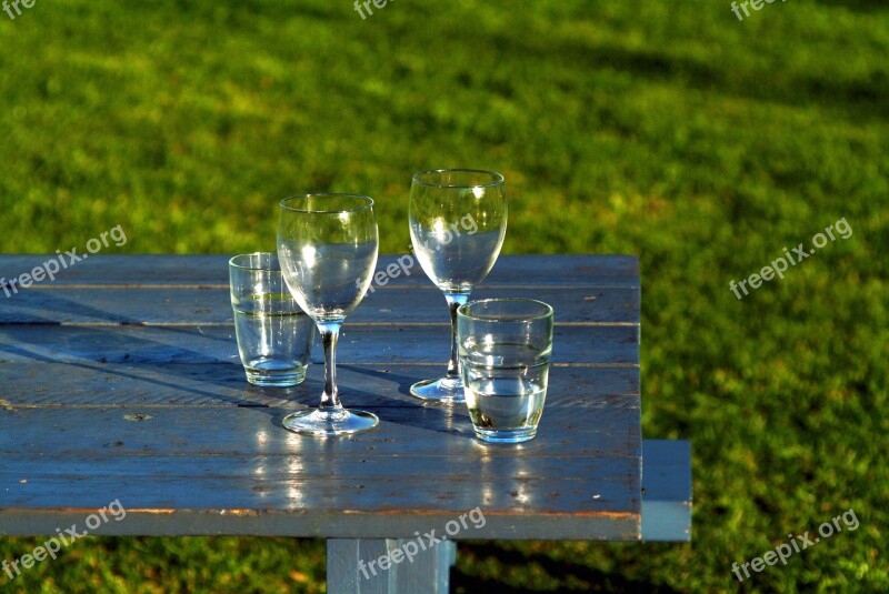 Glass Tumbler Wine Glasses Table Picnic