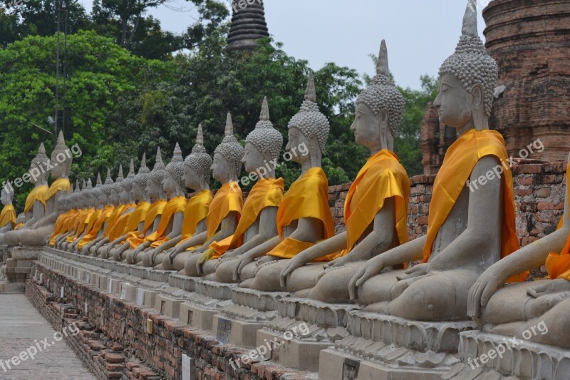 Thailand Budha Statues Religion Asia