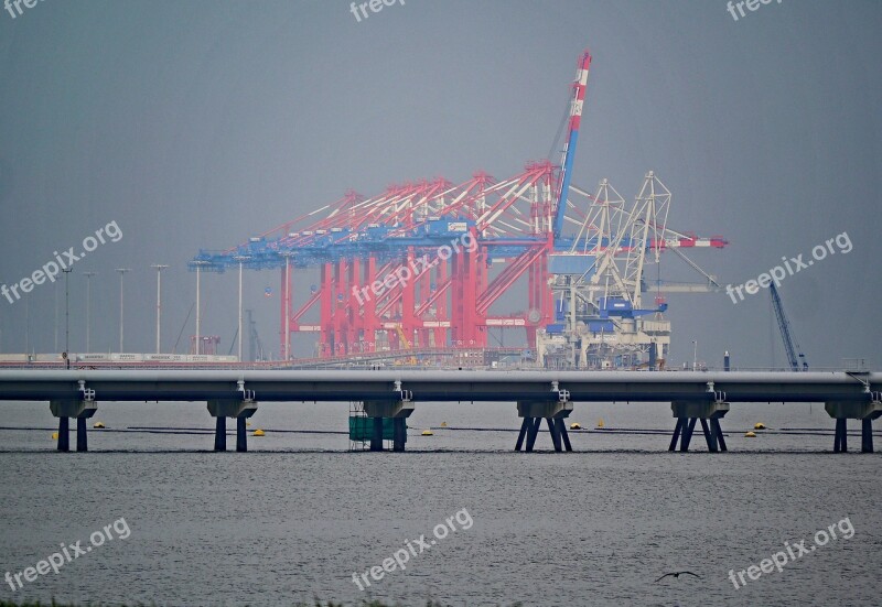 Eur Port Wilhelmshaven Haze Port Container Cranes