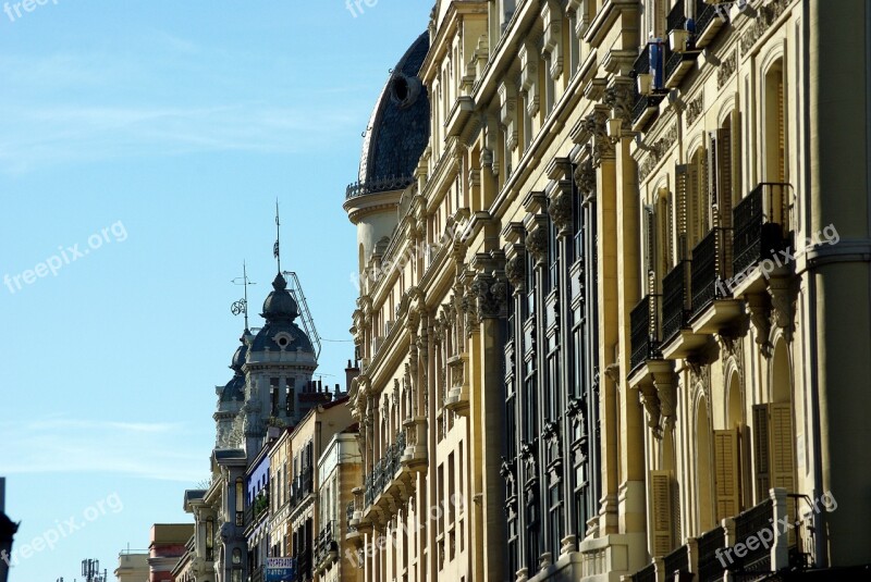 Madrid Via Large Façades Architecture Balconies