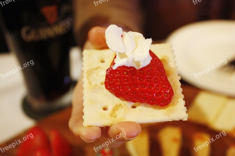 Canapes Strawberry Whipped Cream Snacks Snack