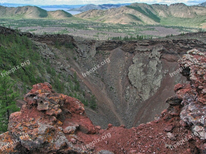 Volcano Extinct Volcano Khorgo Funnel Lava