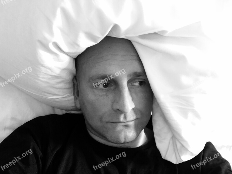 Portrait Reflective Male In Bed Pillow