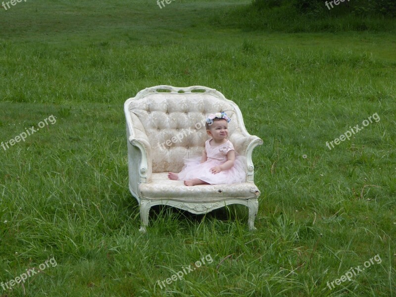 Baby Portrait Chair Girl White