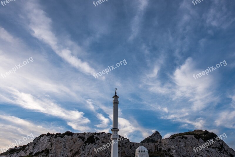 Sunset Gibraltar Mosque Sky Clouds