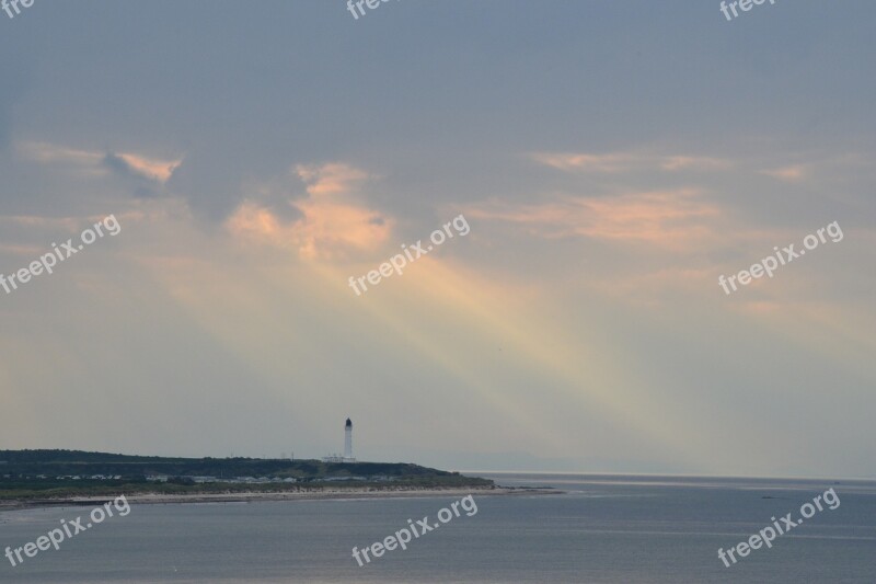 Scotland Lossiemouth The North Sea Lighthouse Sun