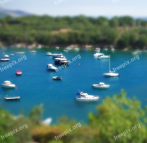 Tilt Shift Boat Bay Croatia Sea