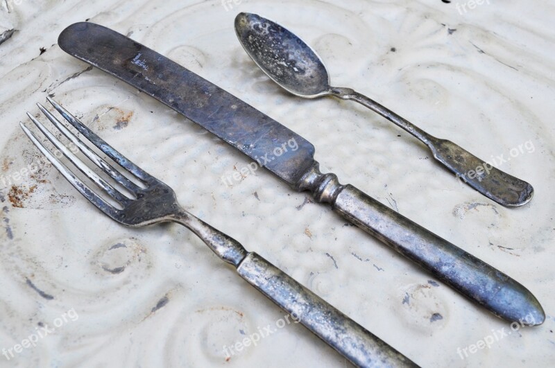 Vintage Antique Silverware Spoon Knife