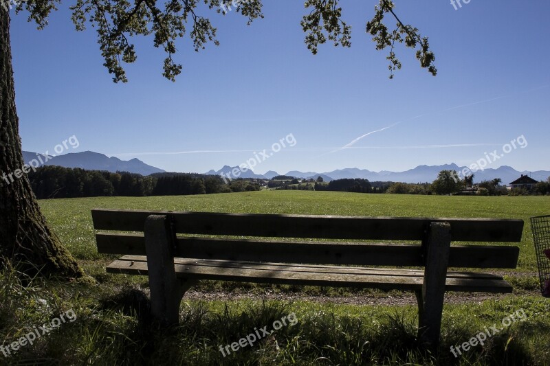 Bank Rest Idyll Alpine Panorama