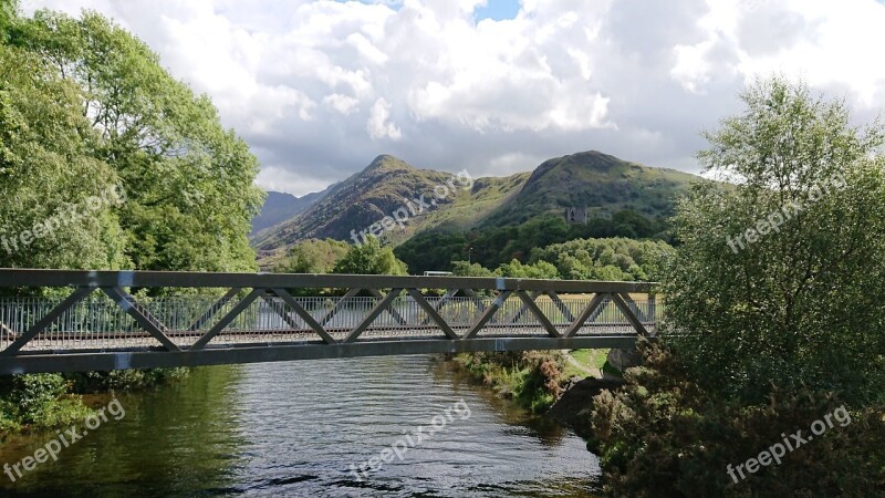 Bridge Caernarfon Green River Peaceful