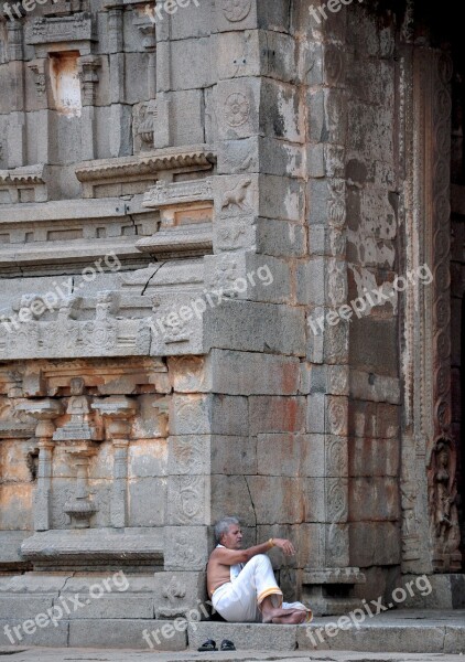 Man Hampi Wind India Architechture