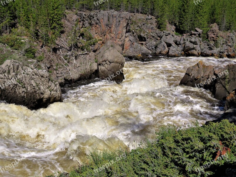 Rapids Wyoming Wild River Landscape Hiking