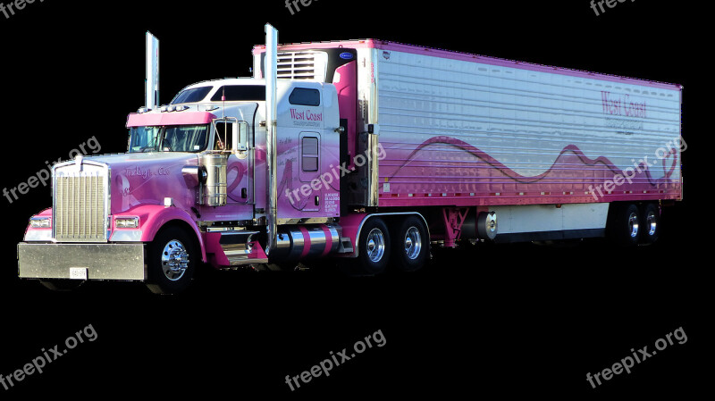 Truck American Transport Vehicle Traffic Road