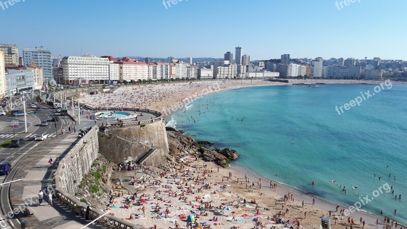 Corunna Beach Galicia Sea Spain