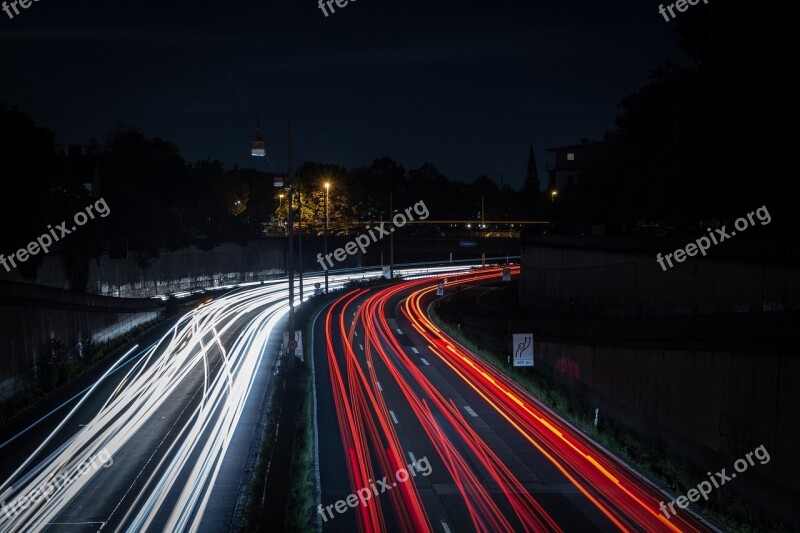 Night Highway Road Urban Transport