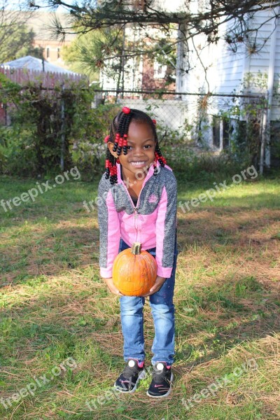 Young Girl Girl Pumpkin Cute Halloween