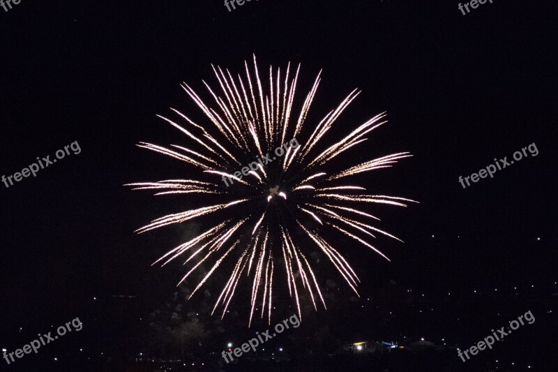 Fireworks August Dark White At Night