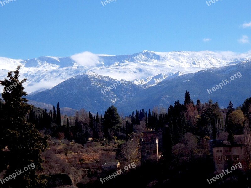 Sierra Nevada Spain Mountains Whiten Tourism