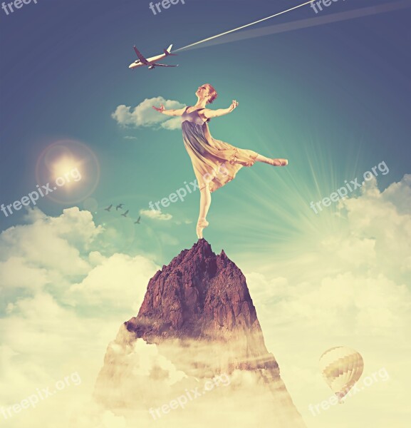 Manipulation Girl Flay Cloud Sky