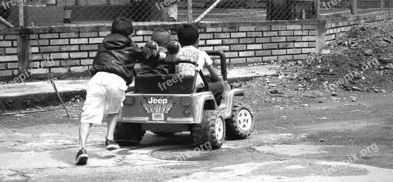 Black And White Children Joy Game Fun