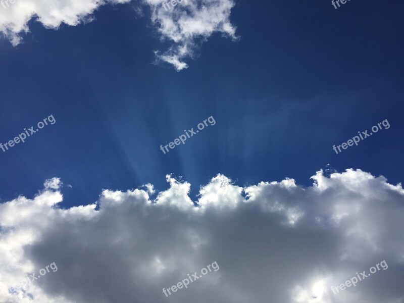 Clouds Sky Blue Sol Rays