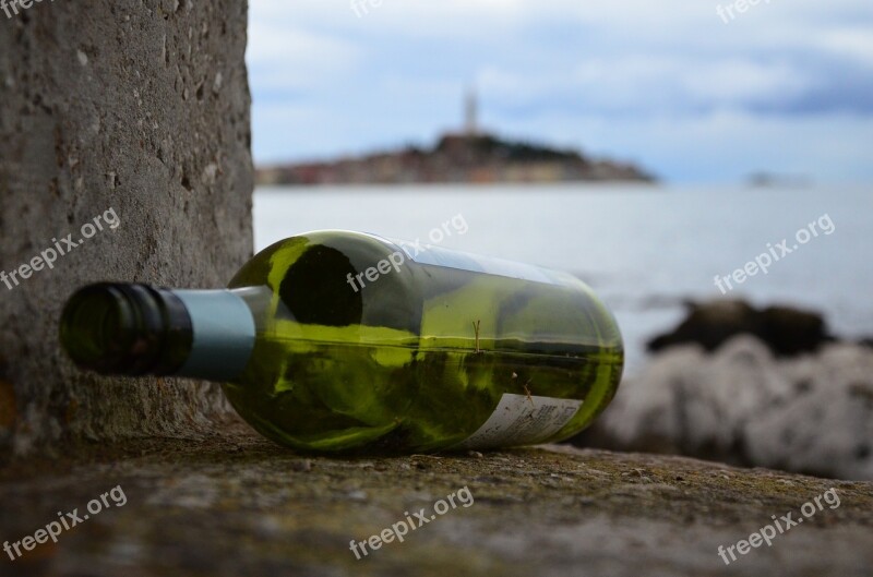 Wine Bottle Rovinj Croatia City Istria