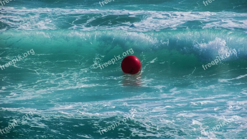 Ball Buoy Wave Sea Red