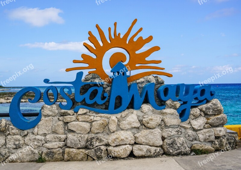 Costa Maya Sign Beach Caribbean Mexico