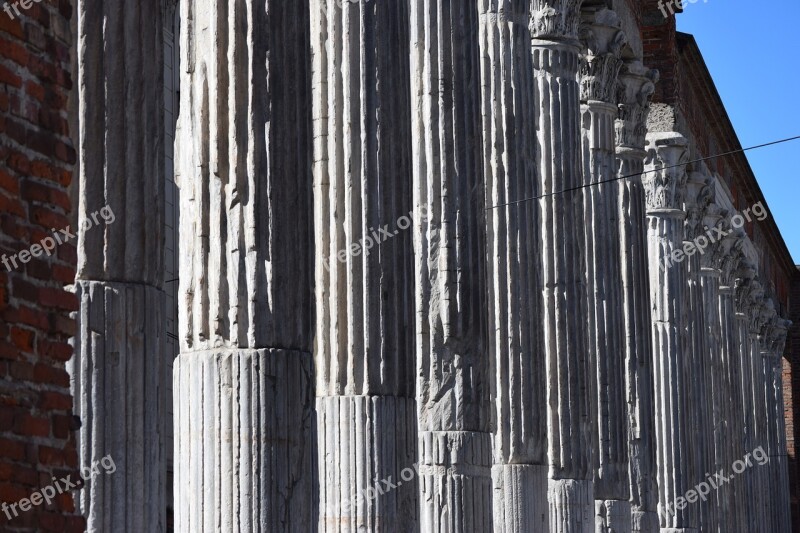 Columns Romanesque Arc Time Milan