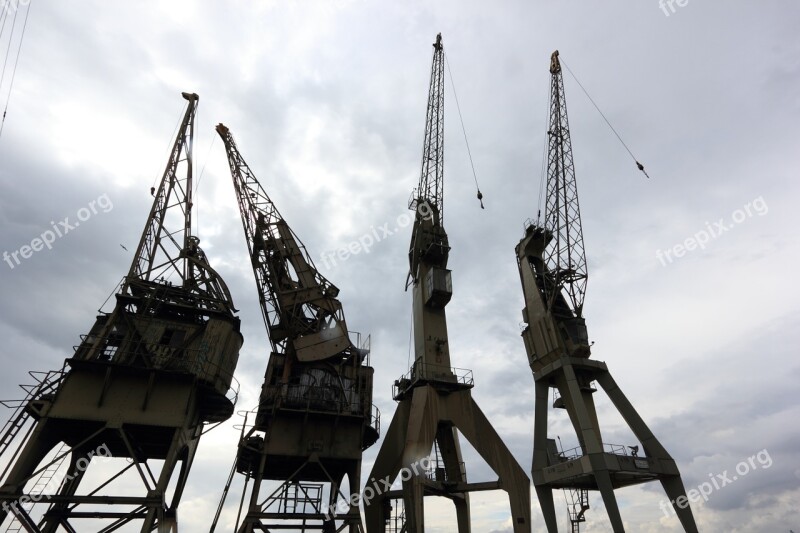 Belgium Antwerp Harbor Cranes Schelde