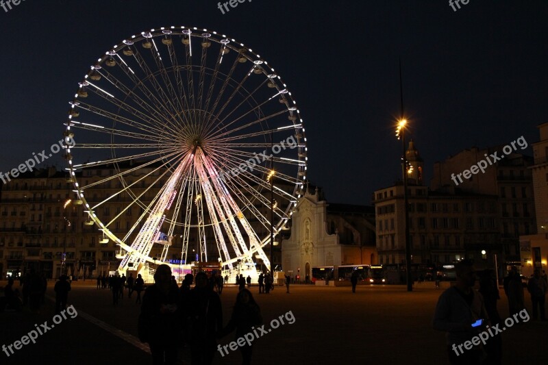 Marseille Wheel Night Free Photos