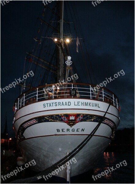 Brest Sailboat Statsraad Lehmkuhl Night Free Photos