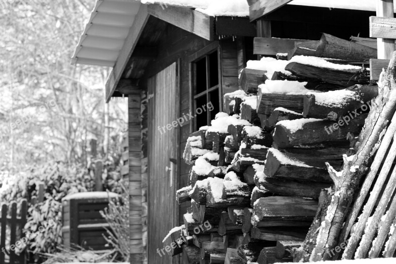 Chalet Snow Winter Wood Black And White