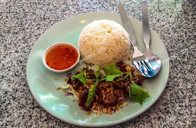 Thai Food Beef Rice Meal Food