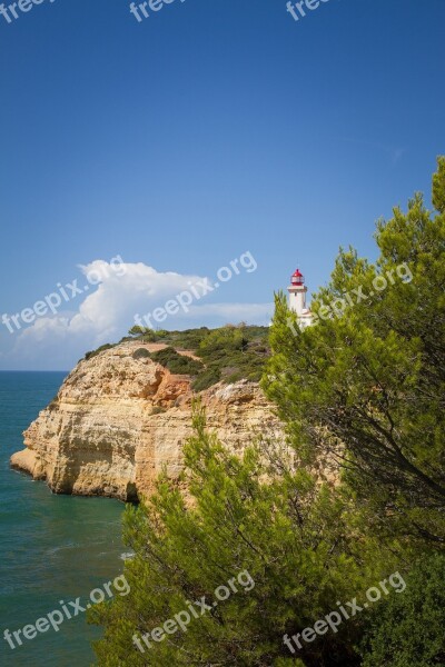 Lighthouse Portugal Coast Algarve Sea